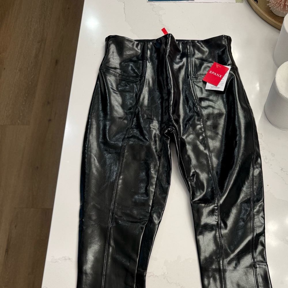 SPANX Shiny Black Faux Leather Leggings